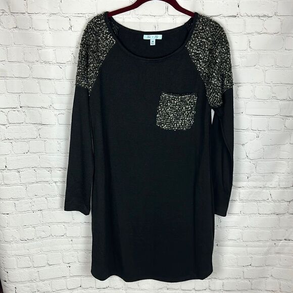 She + Sky Dresses & Skirts - She + Sky Black T-shirt Dress with Gray Accents Size Medium